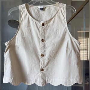 AE Button-Up Scalloped Tank Top